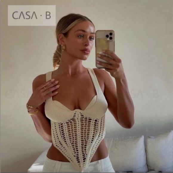 NEW💫CASA B| Siren Crochet Bustier Corset Top in Bone - Picture 7 of 11